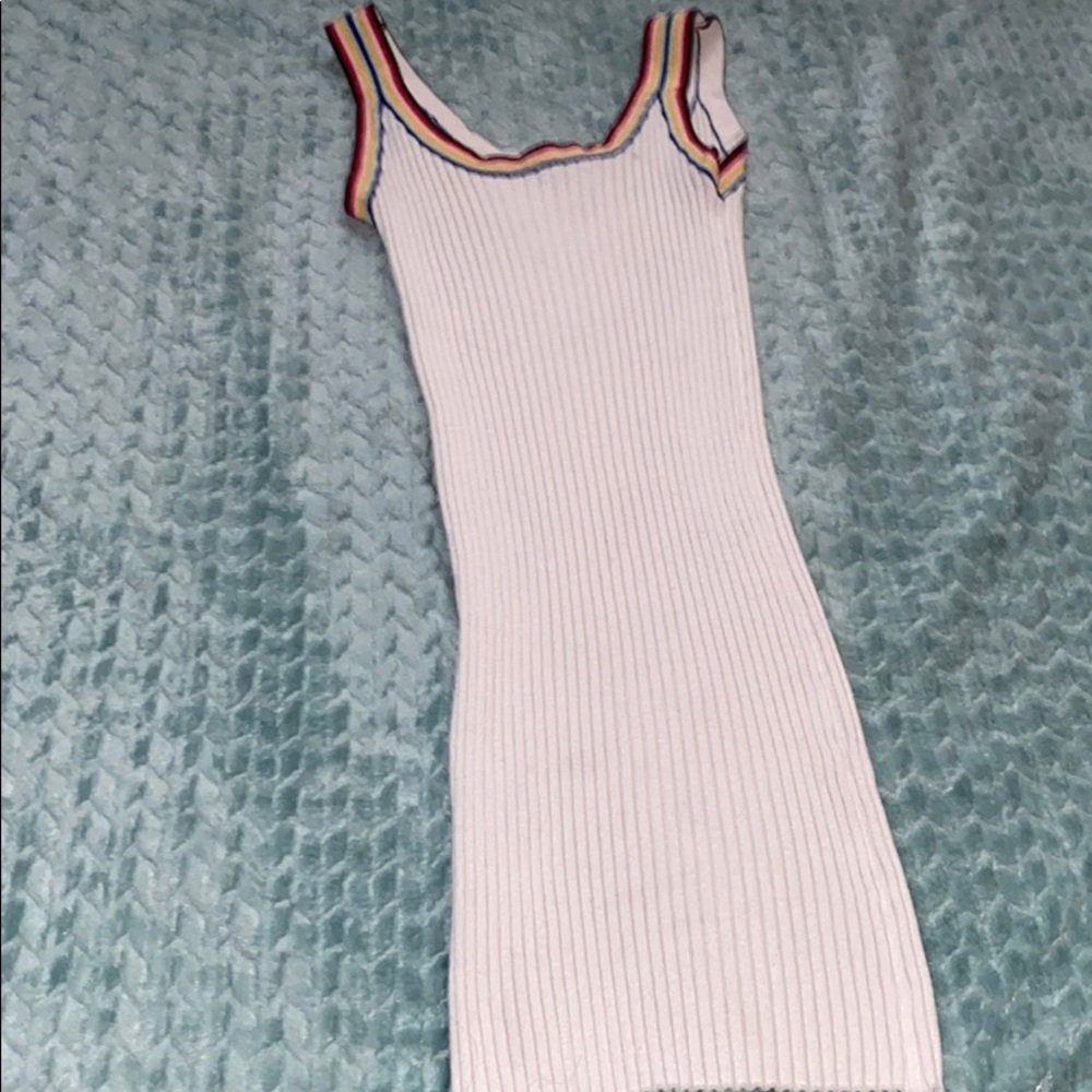 All white with rainbow straps dress